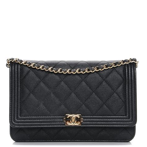 chanel caviar wallet on chain bag|CHANEL Caviar Quilted Boy Wallet On Chain WOC Black.